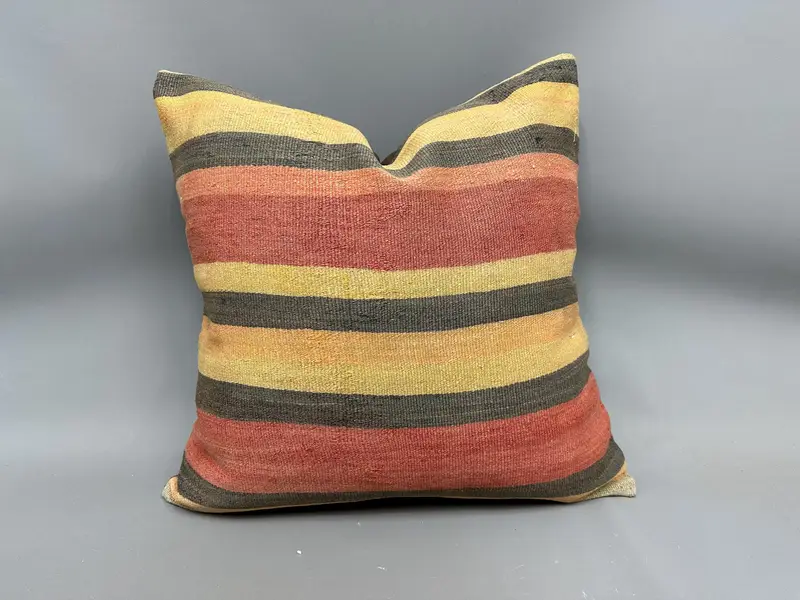 Pillow Cover, Interior Designer Pillow, Boho Pillow, Retro Throw Cushion, Decorative Throw Cushion, Antique Pillows, 24x24 Orange Cushion Cover - 1