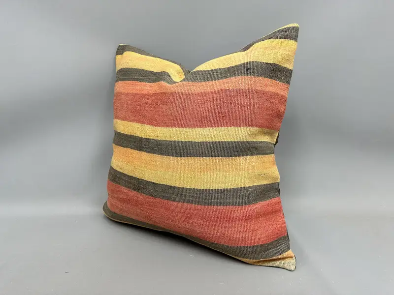 Pillow Cover, Interior Designer Pillow, Boho Pillow, Retro Throw Cushion, Decorative Throw Cushion, Antique Pillows, 24x24 Orange Cushion Cover - 3