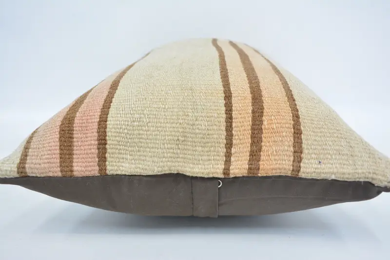 Pillow, Pillow for Couch, Knitted Pillow Sham, 16x24 Beige Cushion Case, Gift Pillow, Vintage Kilim Throw Pillow, Accent Cushion Case - 5