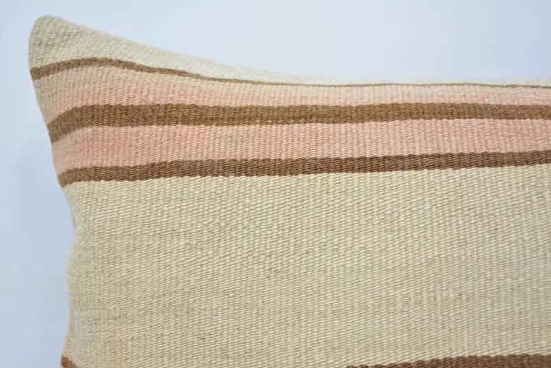 Pillow, Pillow for Couch, Knitted Pillow Sham, 16x24 Beige Cushion Case, Gift Pillow, Vintage Kilim Throw Pillow, Accent Cushion Case - 2