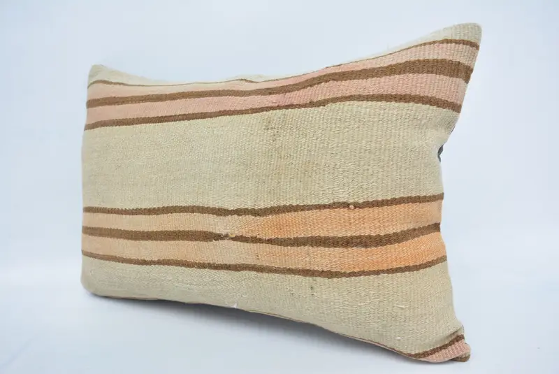 Pillow, Pillow for Couch, Knitted Pillow Sham, 16x24 Beige Cushion Case, Gift Pillow, Vintage Kilim Throw Pillow, Accent Cushion Case - 4