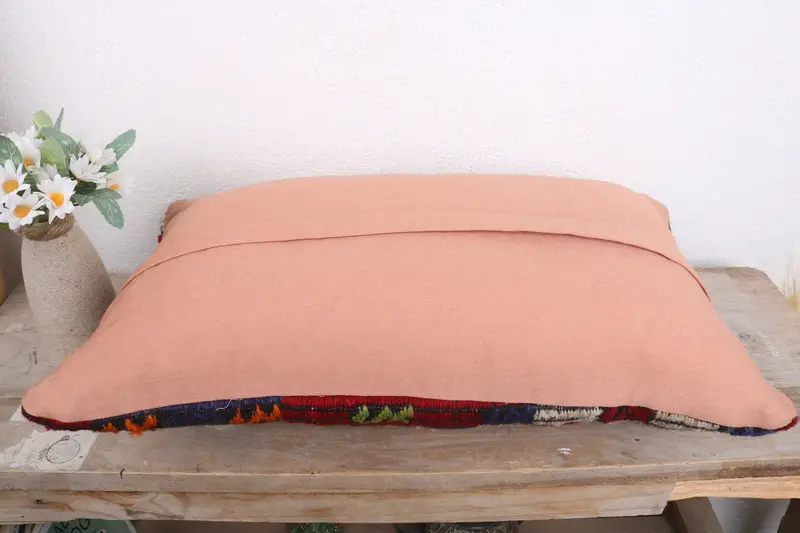12x20 Red Cushion Case, Sofa Bolster Pillow, Vintage Kilim Pillow, Gift Pillow, Turkish Kilim Pillow, Cozy Throw Pillow, Pillow Sham - 7