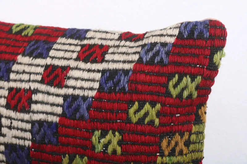 12x20 Red Cushion Case, Sofa Bolster Pillow, Vintage Kilim Pillow, Gift Pillow, Turkish Kilim Pillow, Cozy Throw Pillow, Pillow Sham - 5