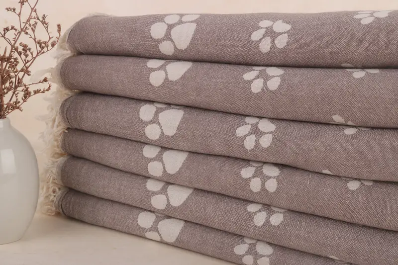 Anniversary Gift For Her, Best Friend Wedding Gift, Gift For Her, Monogrammed Beach Towel, 70x36 Cotton Paw Design Towel, Soft towel - 2