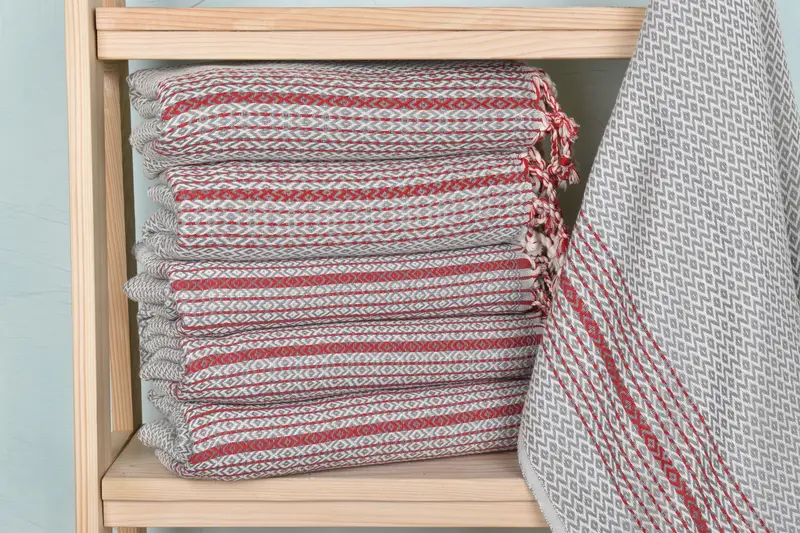 Monogram Beach Towel Gray Cotton Diamond, 40x71 Inches