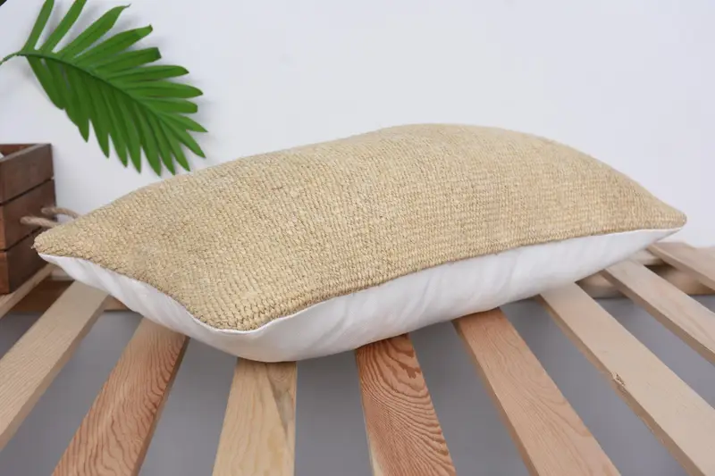 Ethnical Kilim Rug Pillow, Bolster Throw Cushion Cover, Cushion, Pillow for Couch, Kilim Pillow Cover, 12x20 Beige Cushion Cover - 6