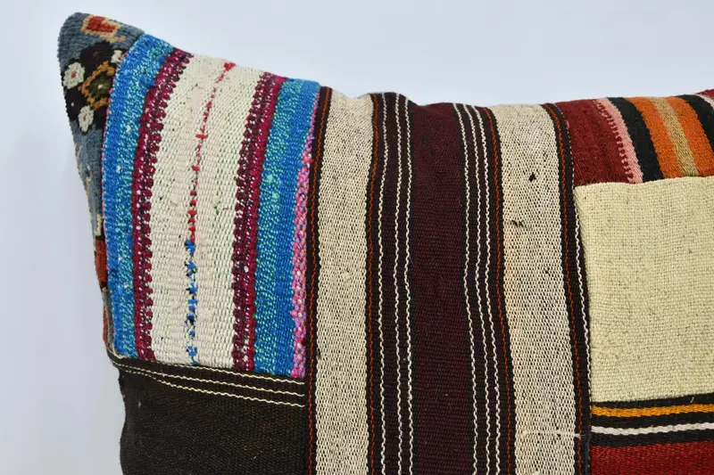 Cushion Cover, 28x28 Brown Pillow Cover, Bright Pillow Cover, Turkish Pillow, Home Decor Pillow, Kilim Pillow, Nomadic Pillow Sham - 2