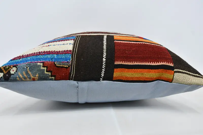 Cushion Cover, 28x28 Brown Pillow Cover, Bright Pillow Cover, Turkish Pillow, Home Decor Pillow, Kilim Pillow, Nomadic Pillow Sham - 6