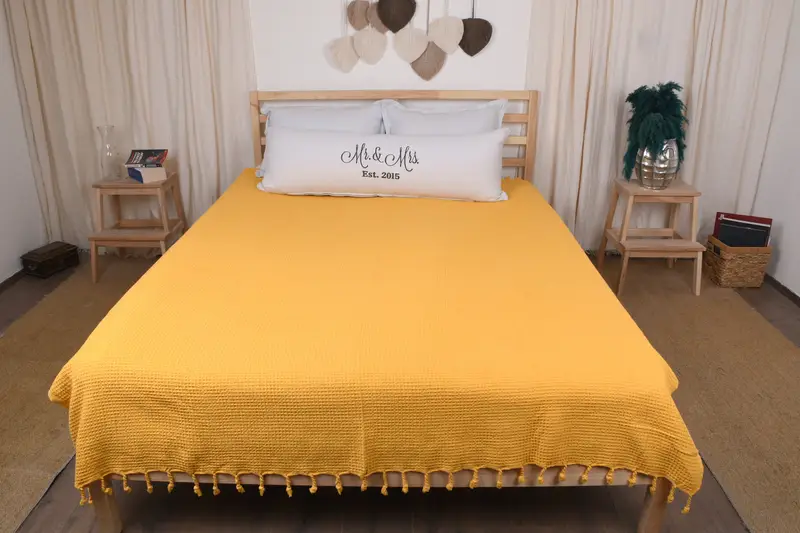 92x68 Cotton Waffle Towel, Housewarming Gift, Custom Wedding Gift From Bridesmaid, Home Decor Gifts, Woven Throw Blanket, Bachelorette Gifts - 6