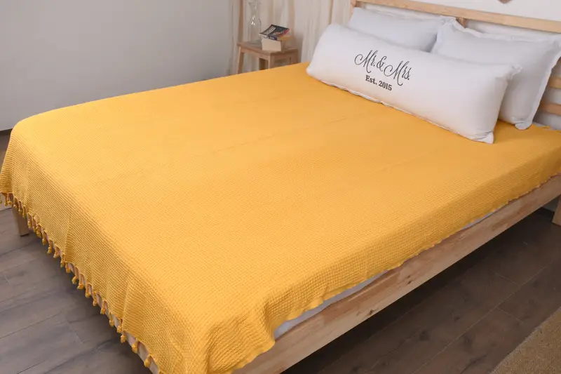 92x68 Cotton Waffle Towel, Housewarming Gift, Custom Wedding Gift From Bridesmaid, Home Decor Gifts, Woven Throw Blanket, Bachelorette Gifts - 8