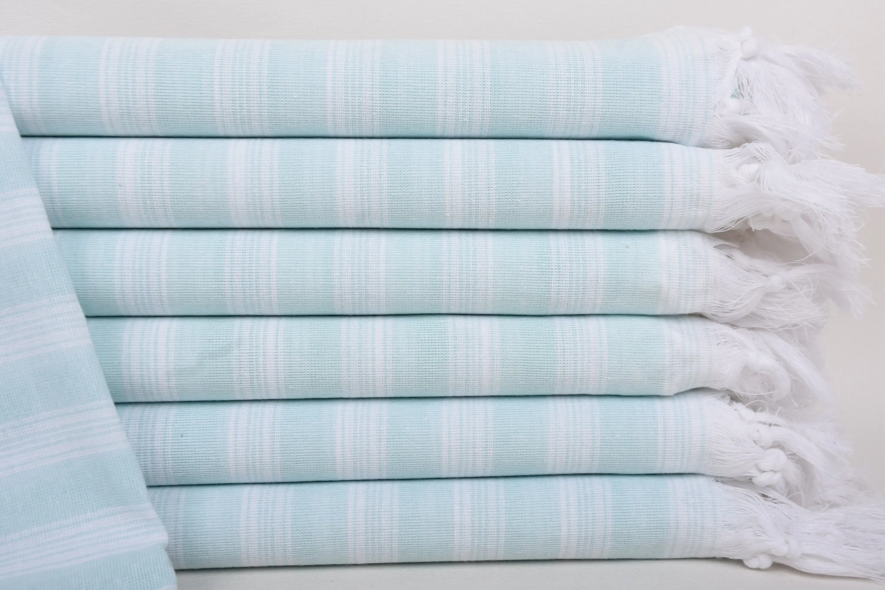 Mint Striped Turkish Organic Cotton Bath Towel, Beige, 70x40 Inches - 1