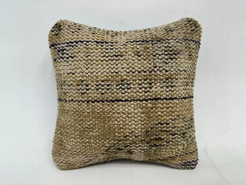 12x12 Beige Pillow Cover, Pillow for Sofa, Boho Pillow Sham Cover, Custom Pillow Cover, Cushion, Christmas Pillow Case, Ethnical Kilim Rug Pillow - 1