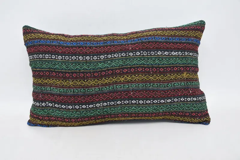 Interior Designer Pillow, Outdoor Throw Pillow, Ethnical Kilim Rug Pillow, Vintage Kilim Pillow, Pillow, 12x20 Red Pillow, Yoga Pillow Sham - 1