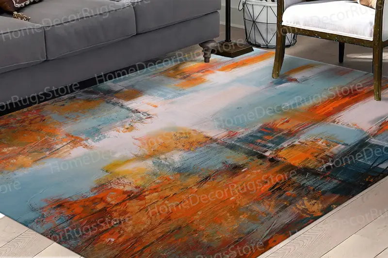 エレガントな秋の風景プリントラグ：モダン、カラフル、抽象的なデザイン