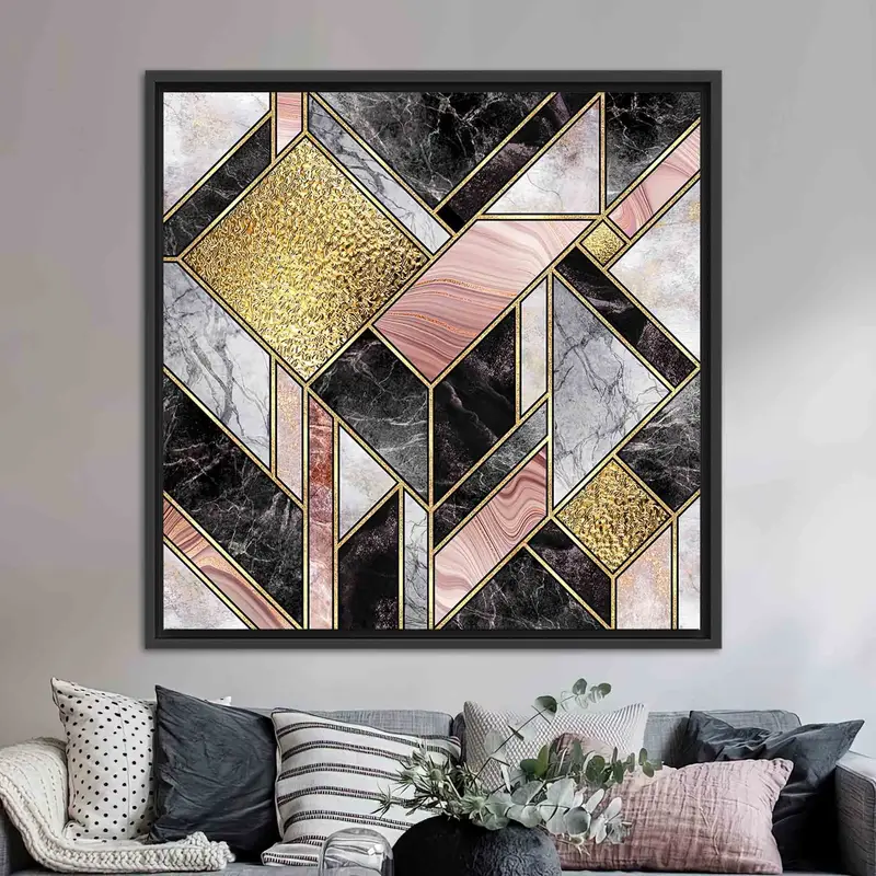 エレガントなグレーの大理石プリントキャンバス: モダンで豪華な装飾