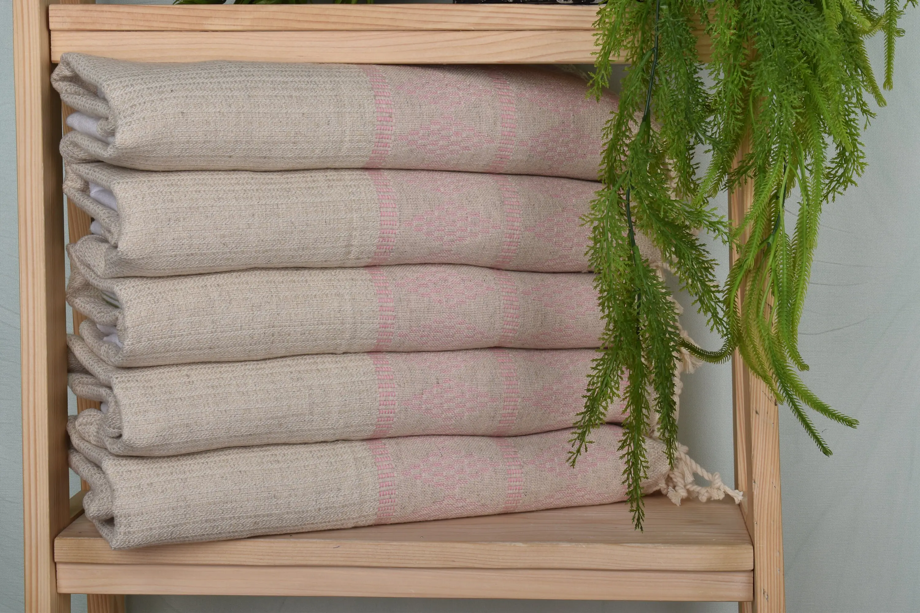 Bridesmaid Kilim Design Linen Tea Towel, Pink, 20x40 Inches - 1
