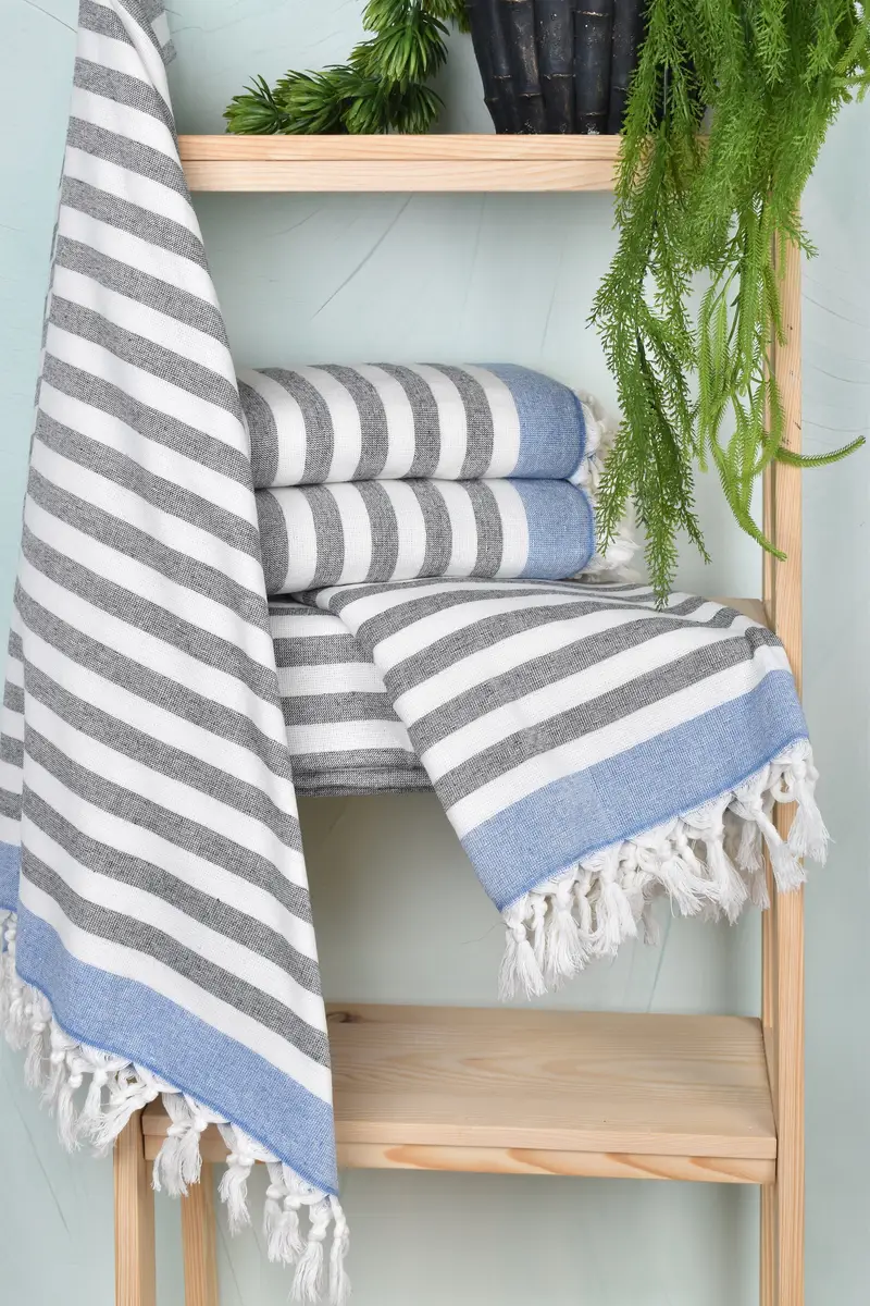 Bachelorette Party Favors, Birthday Gift, Turkish Towel Set, Large Turkish Towel, 68x40 Cotton Striped Terry Towel, Yoga Towel, Cotton towel - 6