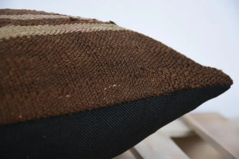 Handmade Kilim Cushion, Throw Kilim Pillow, 12x20 Brown Cushion, Decorative Throw Cushion Case, Pet Pillow Case, Pillow, Boho Pillow Sham Cover - 7