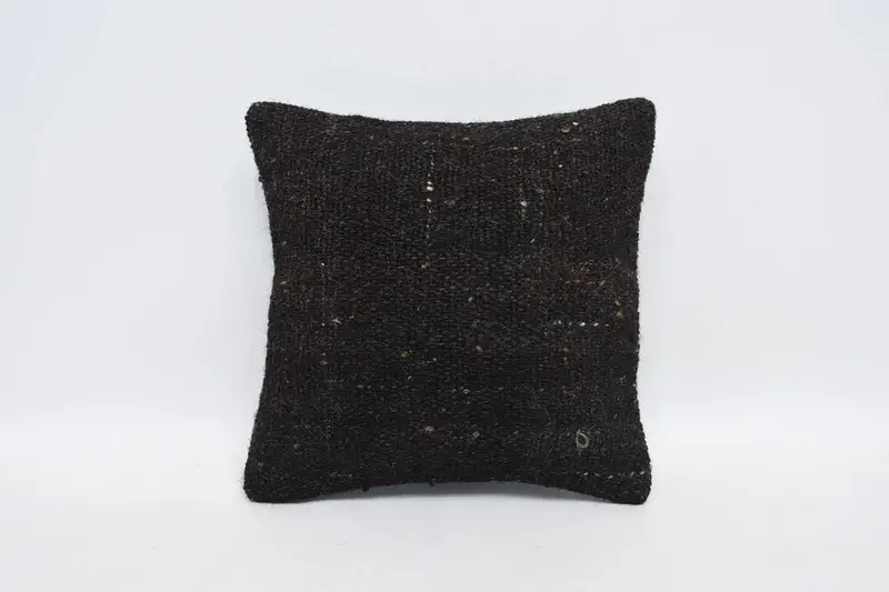 Kahverengi Küçük Kare Yastık Kılıfı, Antik 14x14 inç Yastık - 1