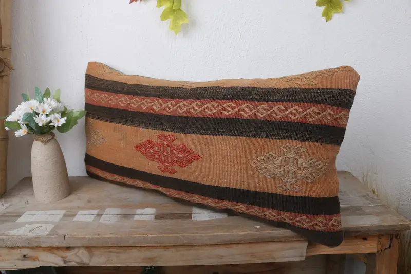 Interior Designer Pillow, Vintage Pillow, 12x24 Brown Cushion, Cushion Cover, Handmade Cushion Cover, Pillow for Couch - 4