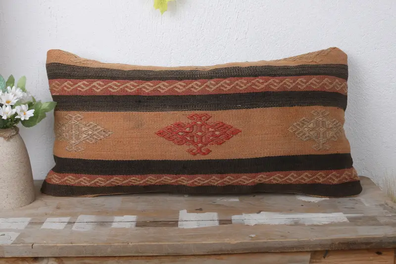 Interior Designer Pillow, Vintage Pillow, 12x24 Brown Cushion, Cushion Cover, Handmade Cushion Cover, Pillow for Couch - 2