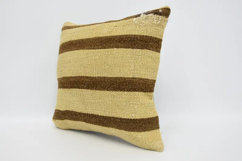 Morroccon Kilim Cushion Pillow Case, Gift Pillow, Cushion Cover, Antique Pillows, 16x16 Beige Cushion Case, Boho Pillow - 4