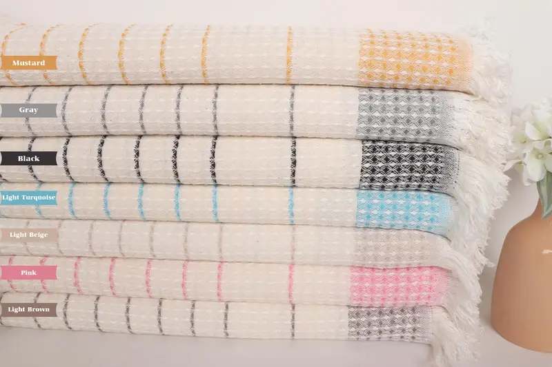 Anniversary Gift For Her, Beach towel, Fringed Turkish towel for poolside, 70x40 Cotton Waffle Towel, Custom Wedding Gift, Bridesmaid Gift - 2
