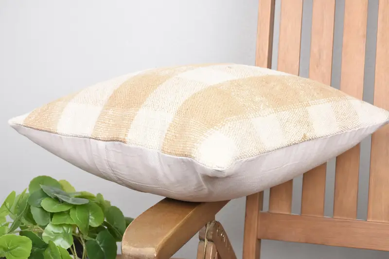 Handmade Rug Seat Pillow Cover, Armchair Cushion, Boho Pillow, Vintage Pillow, Turkish Pillow, Yoga Cushion, Pillow, 16x16 White Pillow Cover - 3