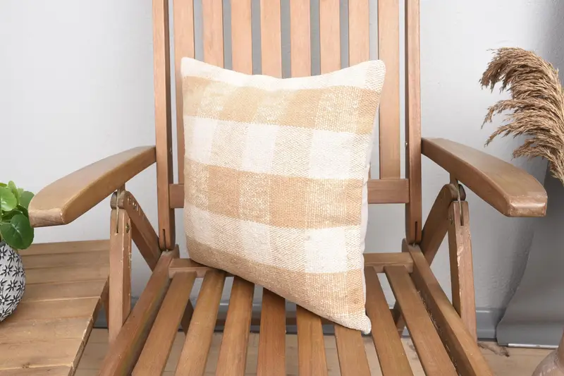 Handmade Rug Seat Pillow Cover, Armchair Cushion, Boho Pillow, Vintage Pillow, Turkish Pillow, Yoga Cushion, Pillow, 16x16 White Pillow Cover - 5