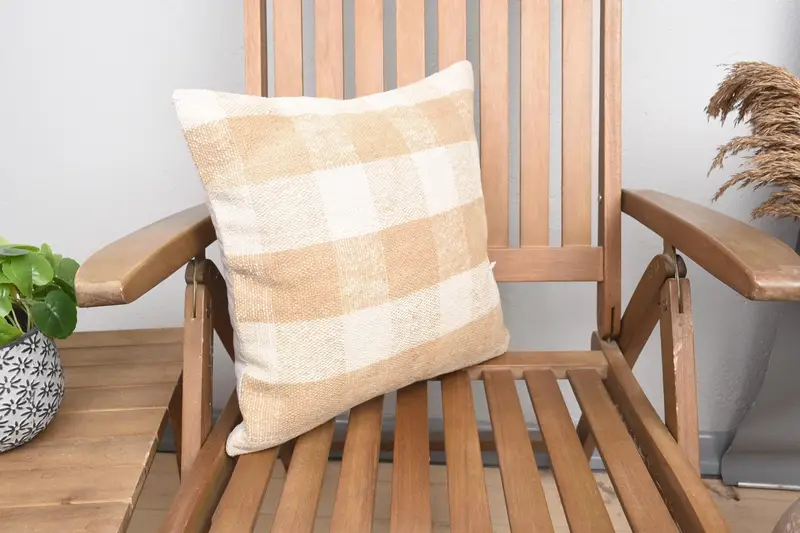 Handmade Rug Seat Pillow Cover, Armchair Cushion, Boho Pillow, Vintage Pillow, Turkish Pillow, Yoga Cushion, Pillow, 16x16 White Pillow Cover - 4