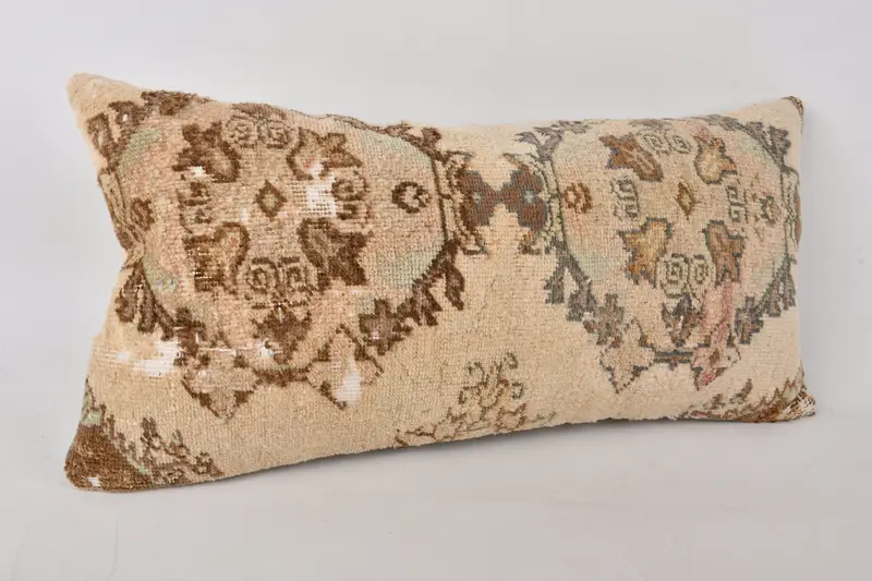 12x24 Beige Cushion, Throw Kilim Pillow, Kilim Pillow, Pillow Case, Wool Kilim Pillow Cushion Case, Vintage Kilim Throw Pillow - 2