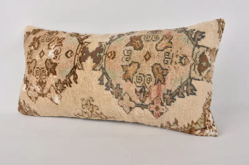 12x24 Beige Cushion, Throw Kilim Pillow, Kilim Pillow, Pillow Case, Wool Kilim Pillow Cushion Case, Vintage Kilim Throw Pillow - 3