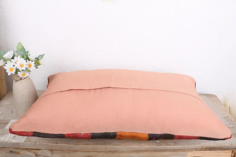 Turkish Pillow, Sustainable Pillow Cover, Ethnical Kilim Rug Pillow, 12x20 Brown Pillow Cover, Vintage Kilim Throw Pillow, Pillow Case - 7