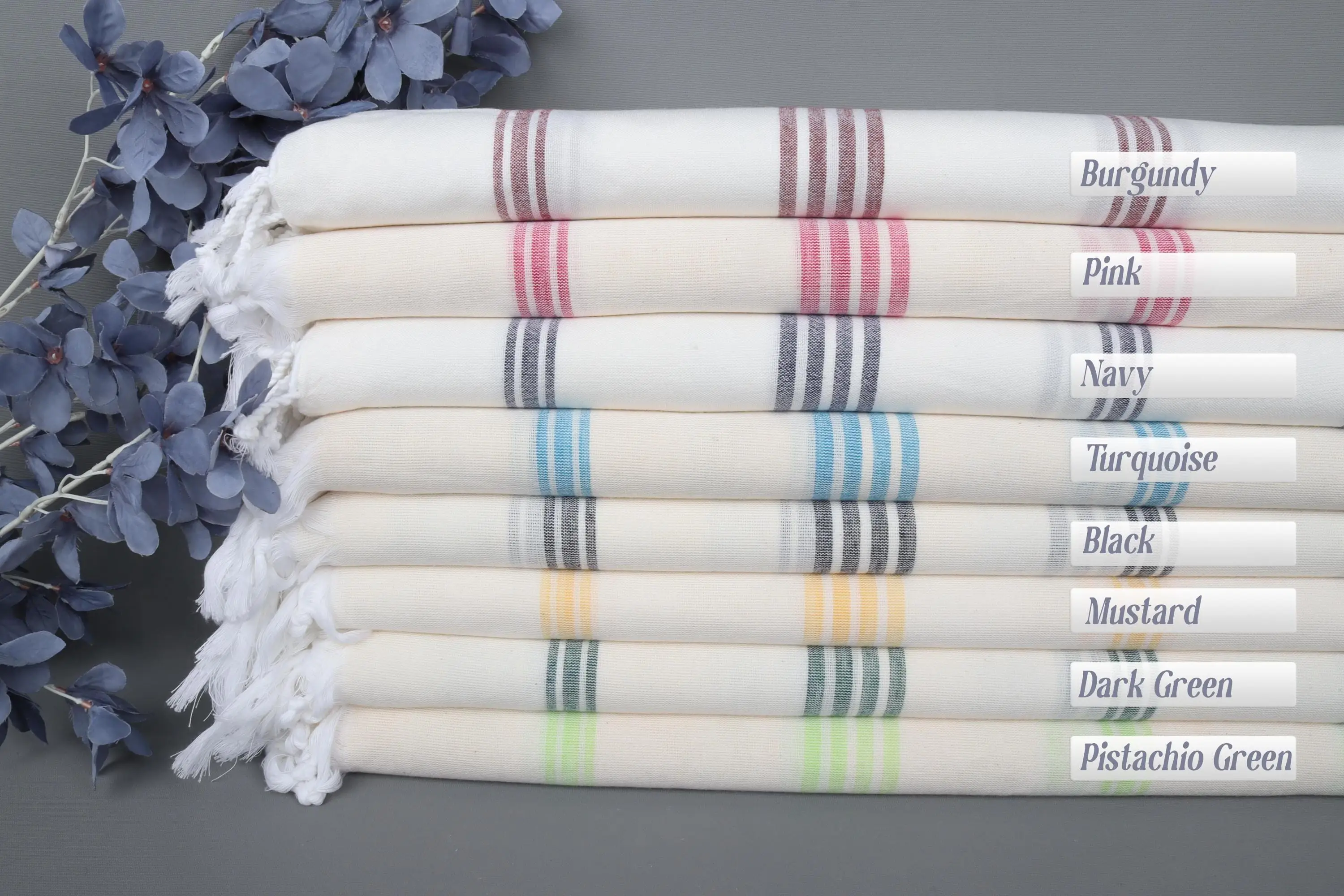 Beach Towel Custom Organic Cotton Striped Beige, 40x71 Inches - 1