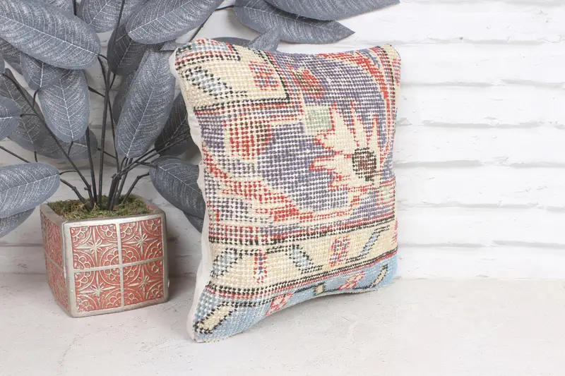 12x12 Blue Pillow, Patio Cushion Cover, Pillow for Sofa, Cushion Cover, Wholesale Pillow Cover, Kilim Cushion Sham, Interior Designer Pillow - 4