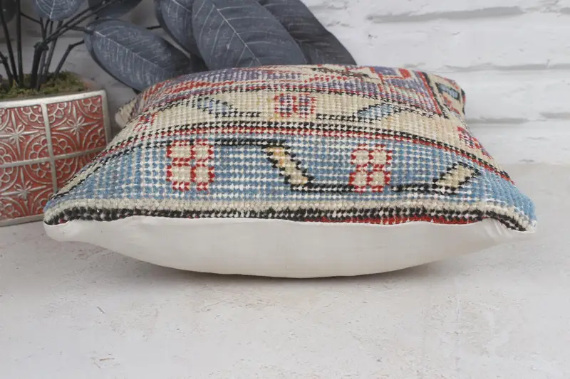 12x12 Blue Pillow, Patio Cushion Cover, Pillow for Sofa, Cushion Cover, Wholesale Pillow Cover, Kilim Cushion Sham, Interior Designer Pillow - 5