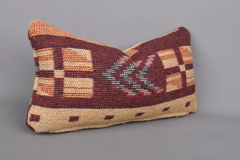 Pillow for Couch, Pillow, Boho Pillow, Farmhouse Cushion Cover, Throw Kilim Pillow, Neutral Throw Pillow Case, 8x16 Red Cushion Case - 1
