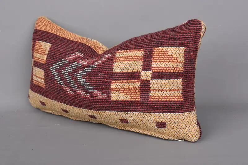 Pillow for Couch, Pillow, Boho Pillow, Farmhouse Cushion Cover, Throw Kilim Pillow, Neutral Throw Pillow Case, 8x16 Red Cushion Case - 2