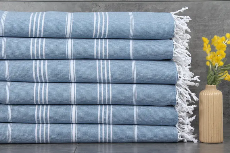 Organic Beach Towel Beige Stripes, 40x71 Inches