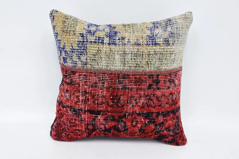 Wool Throw Pillow Cover, Halloween Gift Red Striped Moroccan Cushion Cover - 1