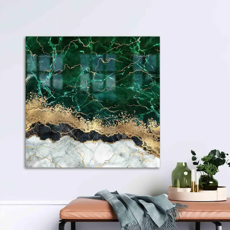 エレガントなプリントガラス: 現代空間のためのモダンな大理石デザイン