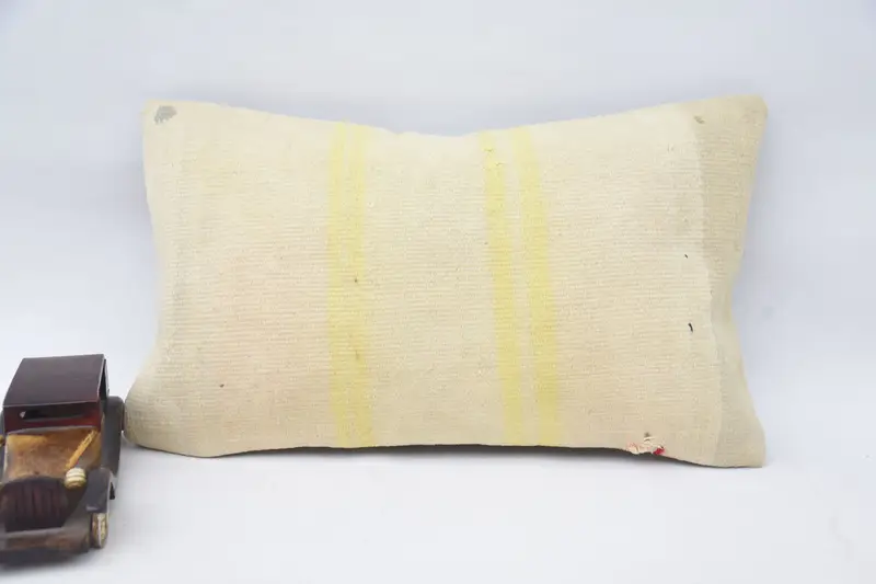 Ottoman Pillow Cover, Chair Pillow Sham, Ethnical Kilim Rug Pillow, Turkish Kilim Pillow, 12x20 Beige Cushion Cover, Cushion, Kilim Pillow Cover - 4