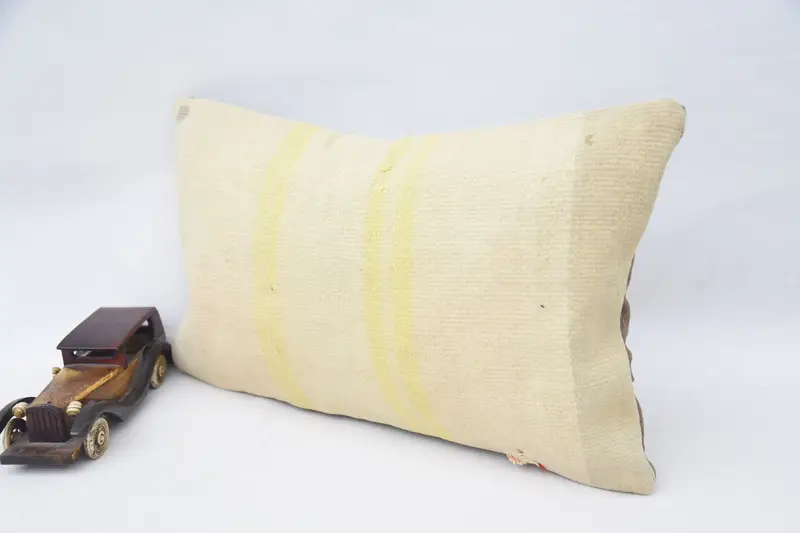 Ottoman Pillow Cover, Chair Pillow Sham, Ethnical Kilim Rug Pillow, Turkish Kilim Pillow, 12x20 Beige Cushion Cover, Cushion, Kilim Pillow Cover - 3