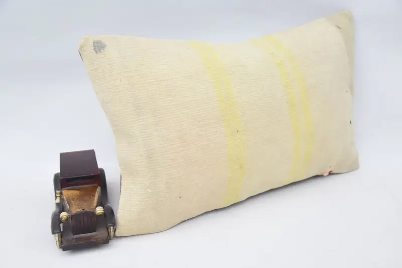 Ottoman Pillow Cover, Chair Pillow Sham, Ethnical Kilim Rug Pillow, Turkish Kilim Pillow, 12x20 Beige Cushion Cover, Cushion, Kilim Pillow Cover - 2