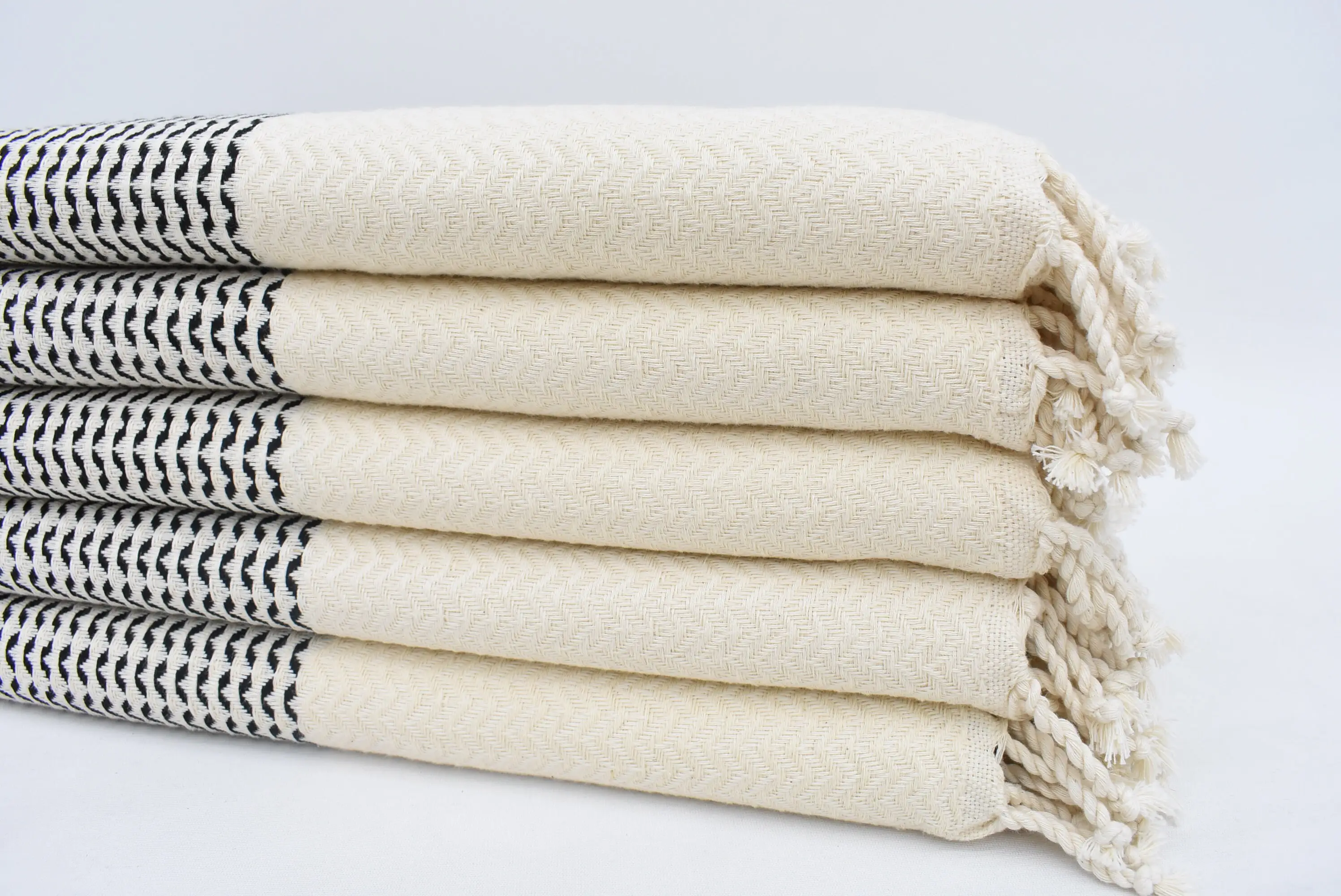 Handmade Organic Cotton Black Diamond Towel, 75x40 Inches - 1