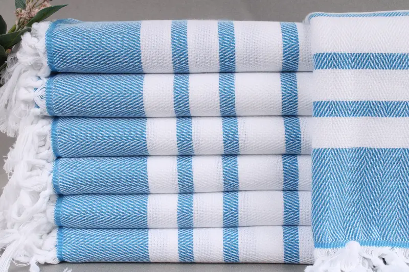 Personalized Chevron Blue Beach Towel, Organic Cotton, 36x67 Inches