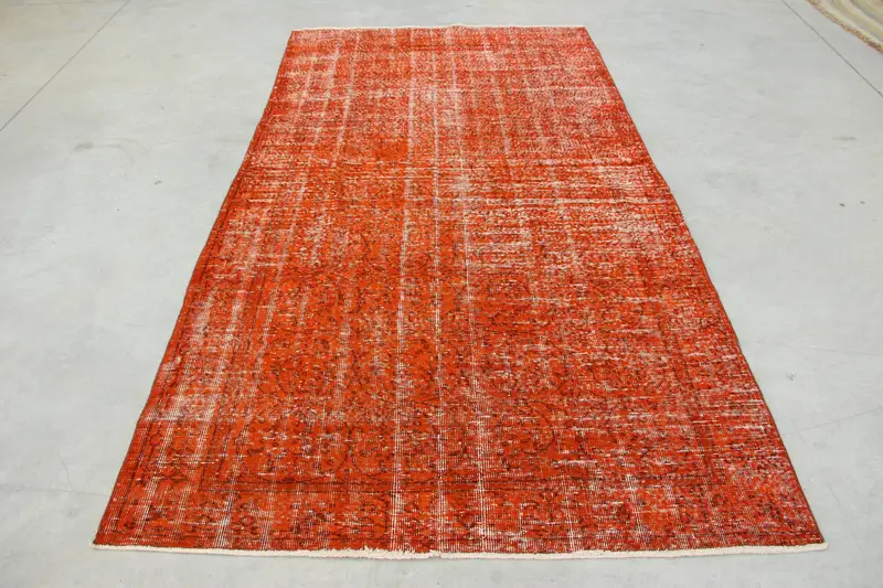 Alfombra turca Oushak de 4,9x8,9 pies, alfombra vintage, alfombra de lana del suroeste naranja - 1