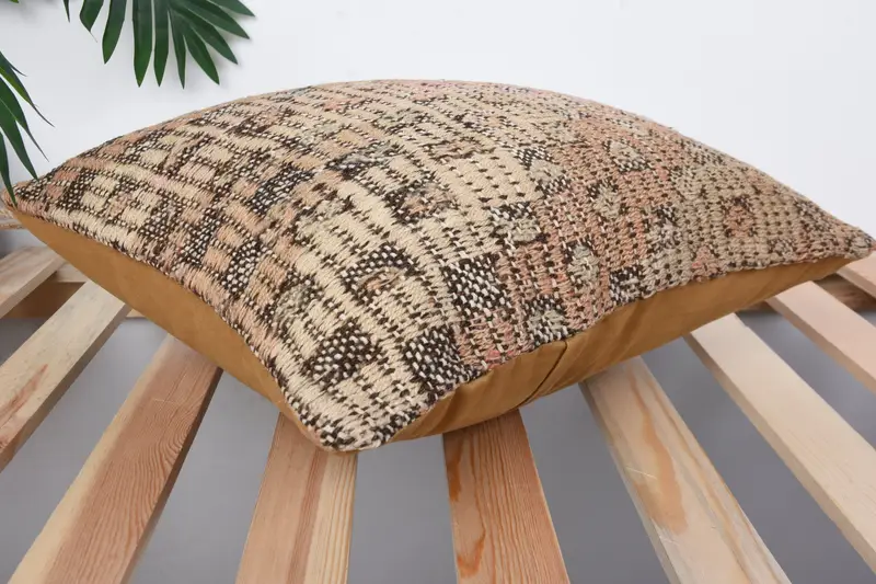 Cushion Cover, Tapestry Pillow Cover, Outdoor Cushion Cover, Turkish Kilim Pillow, 16x16 Brown Pillow Sham, Gift Pillow, Throw Kilim Pillow - 6