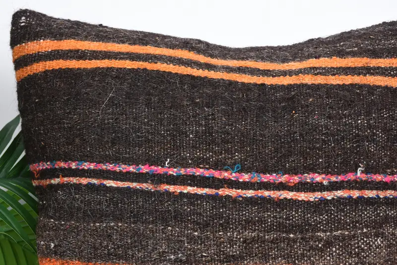 Ethnical Kilim Rug Pillow, Home Decor Pillow, Cushion Cover, Outdoor Patio Pillow Sham, Kilim Pillow Cover, 18x18 Brown Pillow - 2