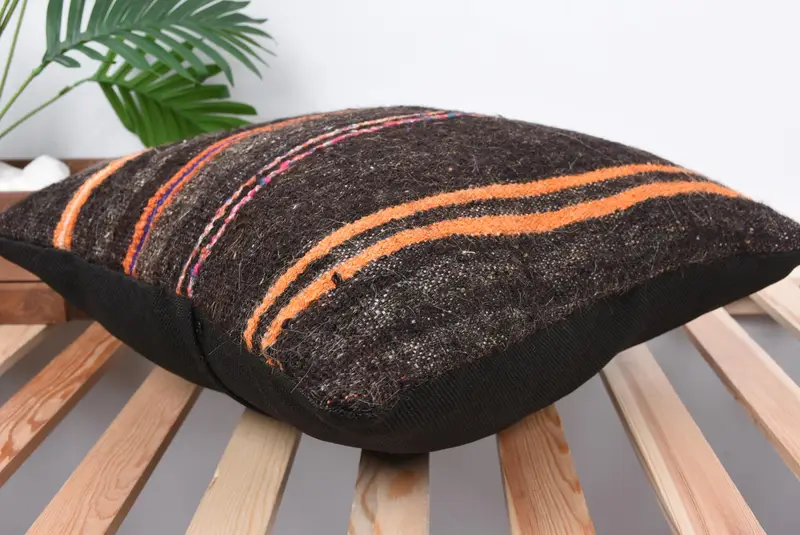 Ethnical Kilim Rug Pillow, Home Decor Pillow, Cushion Cover, Outdoor Patio Pillow Sham, Kilim Pillow Cover, 18x18 Brown Pillow - 6